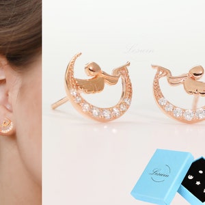 Angel Wings Earrings, Rose Gold Love Studs, Guardian Angel Earrings, Adorable Cherub Cupid Stud, Asymmetrical Dainty Earring, Gift for Her