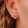Silver Dainty Set: Earring Jacket, Huggie Hoop, Ear Climber, Multiple Piercing Set, Everyday Ear Stack, Bridesmaid Gift for Her, Gift Set