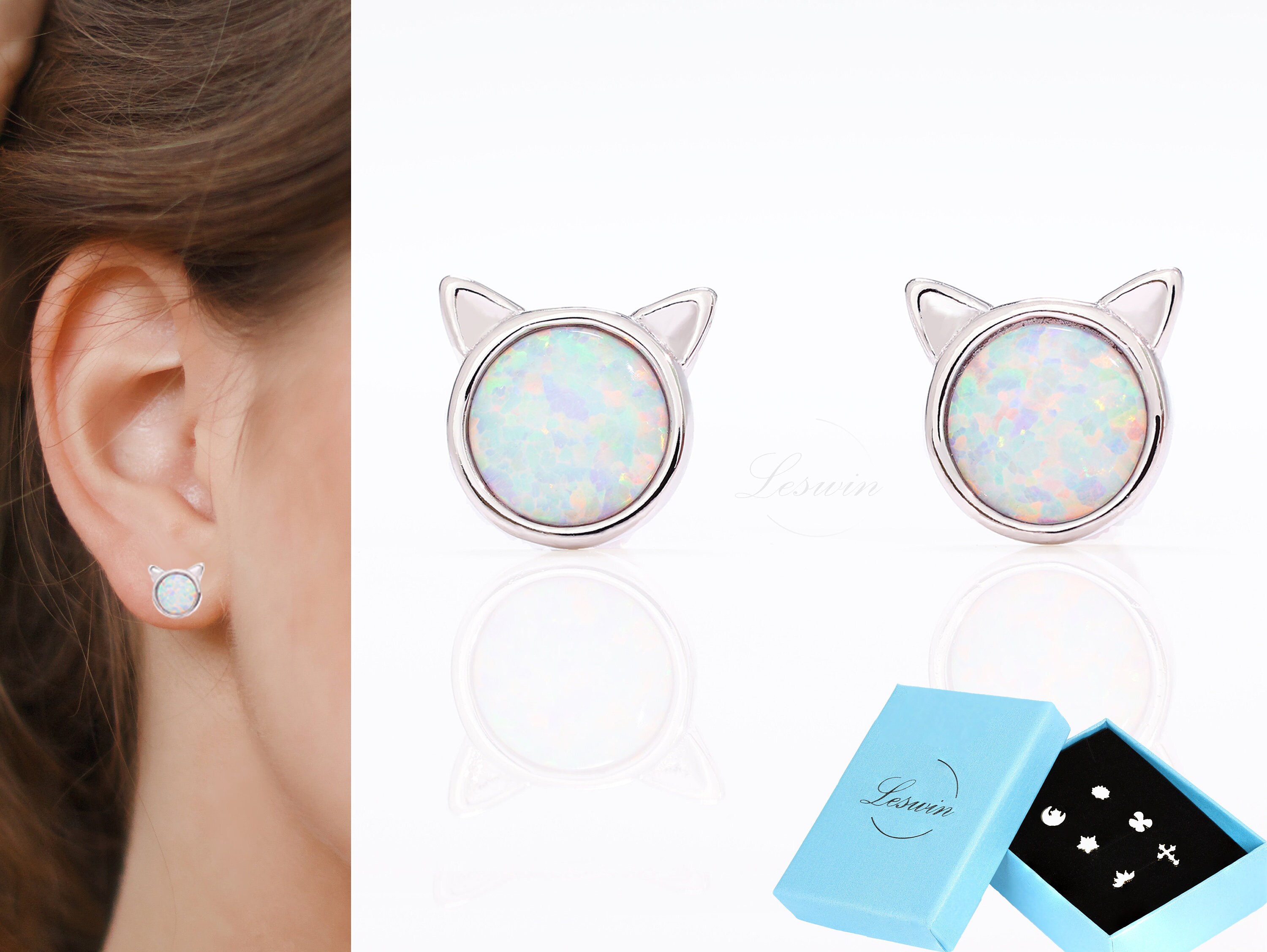Opal cheap cat earrings