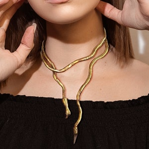 Snake Necklace Bendable, Halloween Egyptian Costume, Thick Gold Chain Halloween Party Accessories, Long Layered Vampire Outfit