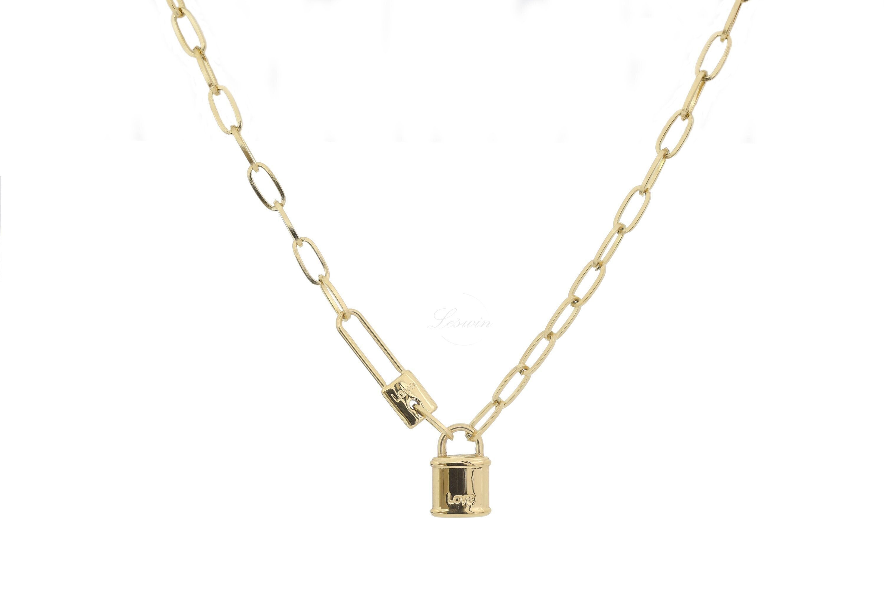 Gold / Silver LV Padlock Chain Link Necklace –