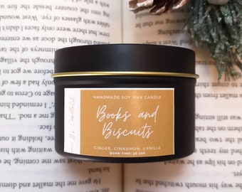 Cinnamon scented bookish CANDLE | Winter scent | Gingerbread fragrance, Christmas gift for bookworms, Books and Biscuits