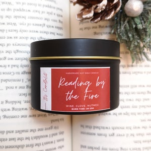 Bookish CANDLE | Gift for book lover | Christmas scent | Mulled wine | Book theme Christmas gift | Reading by the Fire