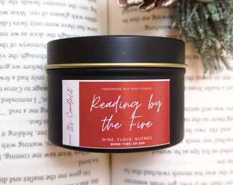 Bookish CANDLE | Gift for book lover | Christmas scent | Mulled wine | Book theme Christmas gift | Reading by the Fire