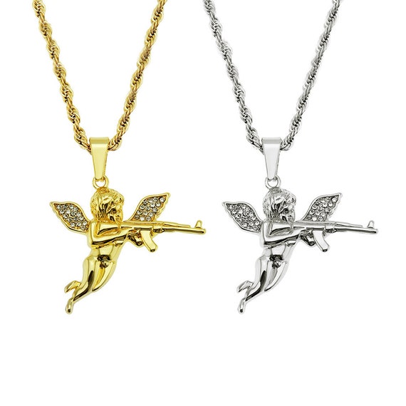 Cupid With Gun Pendant Necklace Angel 