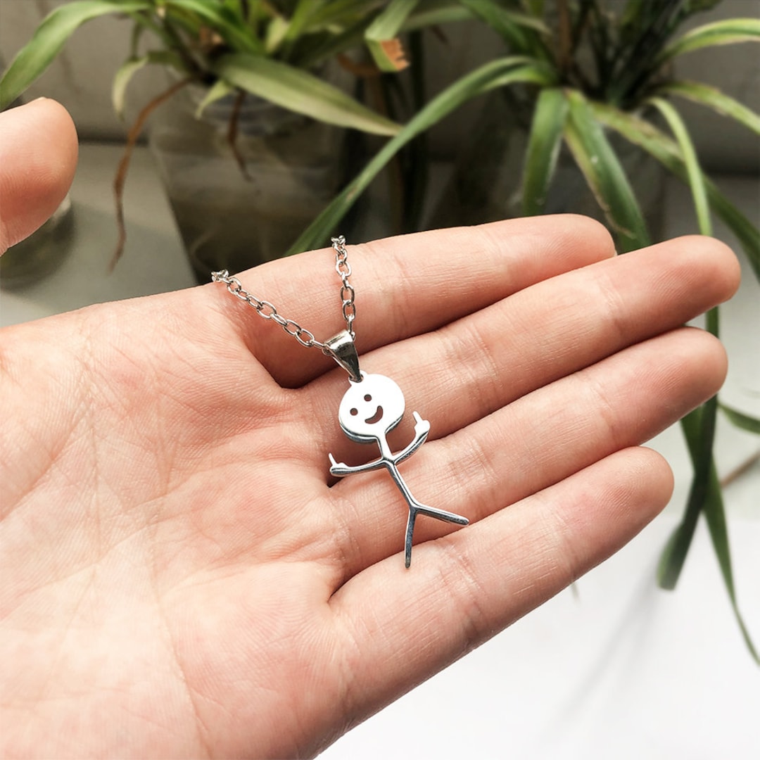 Funny Doodle Necklace Personalized Stainless Steel Smiley Etsy