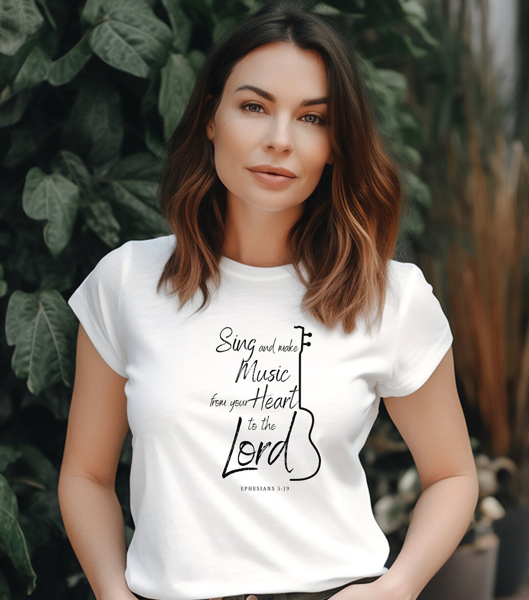 Sing and Make Music Bible Verse Women's T Shirt Christian Musician Gift