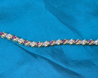 Vintage 925 Sterling Silver Vermeil Tennis Bracelet 7”