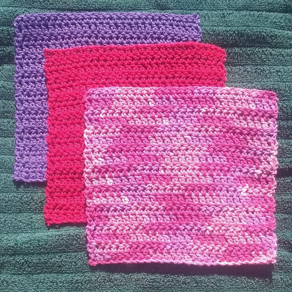 Crocheted Dish/Wash Cloths for Valentine's Day made by nomad Gypsywind of xStarseedCreationsx on Etsy.com