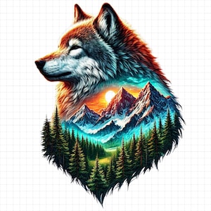 El lobo de la naturaleza PNG / Descarga digital / Arte de la naturaleza del lobo / Clipart de animales / Descarga instantánea / xNomadicCreationsx en Etsy