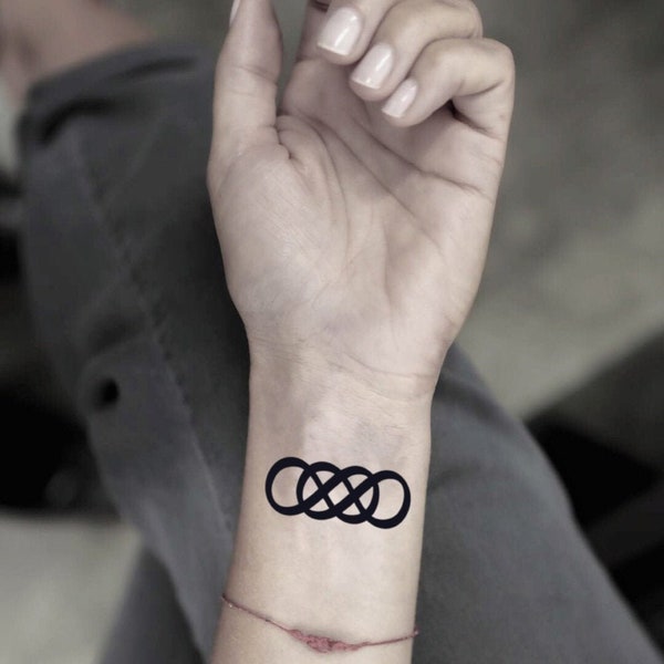 Etiqueta engomada del tatuaje falso temporal del infinito doble (conjunto de 2)