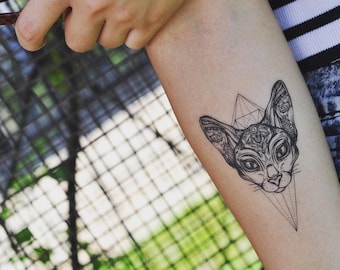 Sphinx Cat Temporary Fake Tattoo Sticker (Set of 2)