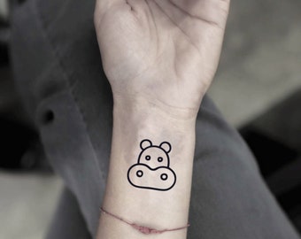 Hippo Temporary Fake Tattoo Sticker (Set of 2)