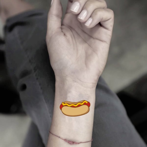 Faux autocollant de tatouage temporaire pour hot-dog (Ensemble de 2)