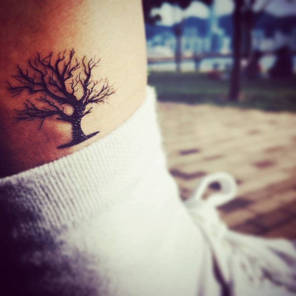 Small Oak Tree Temporary Fake Tattoo Sticker (Set of 2)