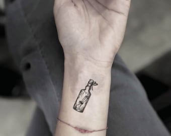 Mensaje en una botella etiqueta engomada del tatuaje temporal - Etsy México