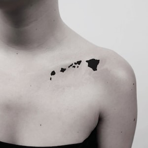 Hawaiianische Inseln Umriss temporärer Tattoo Aufkleber (2er Set)