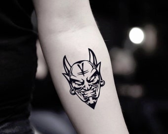 Temporare Tattoo Devil Gesicht Tattoo Gehornten Teufel Etsy