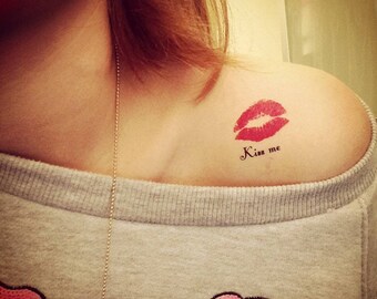 wallpapers Kiss Mark Tattoo On But kiss mark tattoo etsy