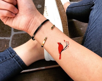 Cardinal Temporary Fake Tattoo Sticker (Set of 2)