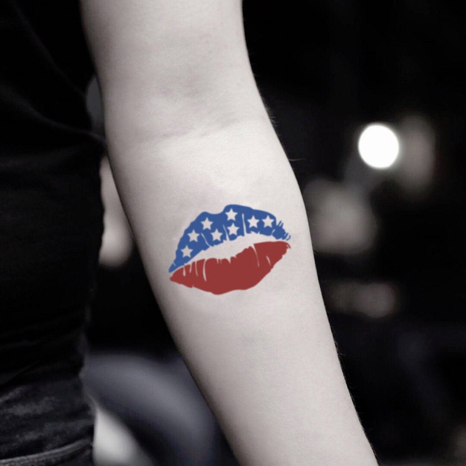Patriotic American Flag  Temporary Tattoo Stickers  2pc  Fanapeel