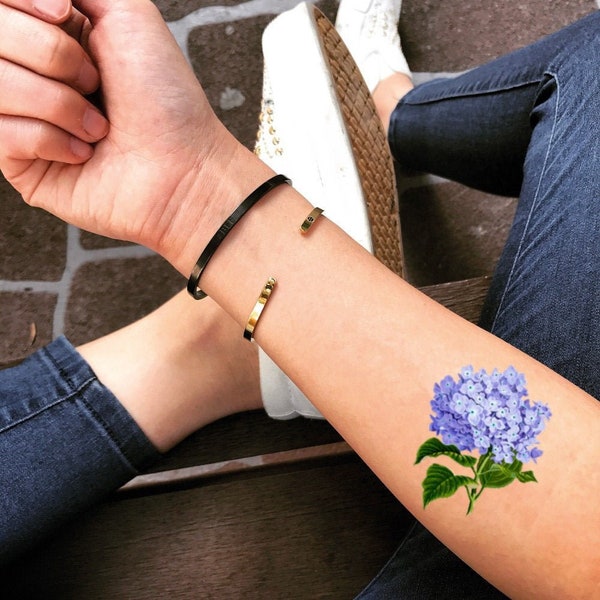 Hydrangea Temporary Fake Tattoo Sticker (Set of 2)