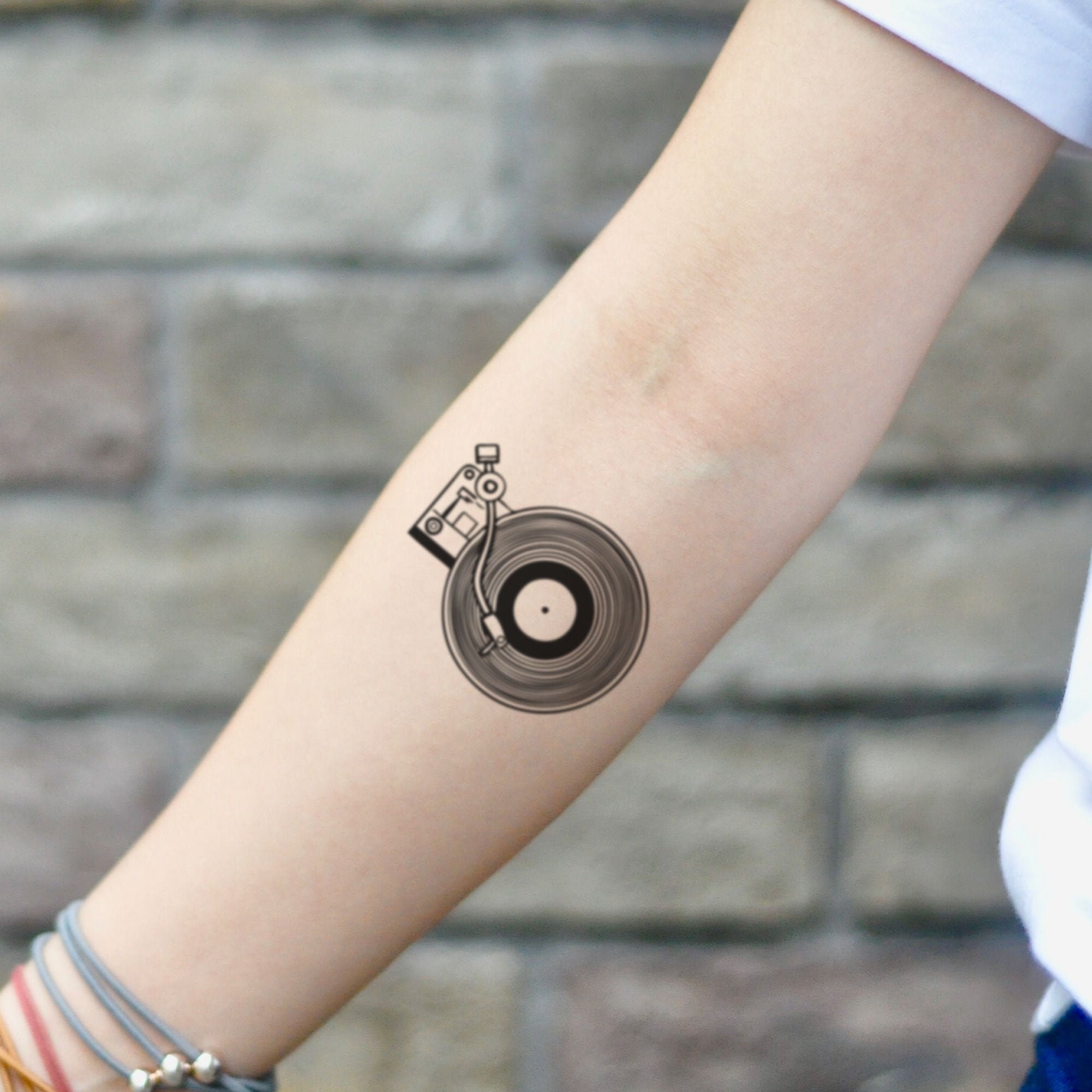 Turntable Temporary Tattoo Sticker set of 2 - Etsy