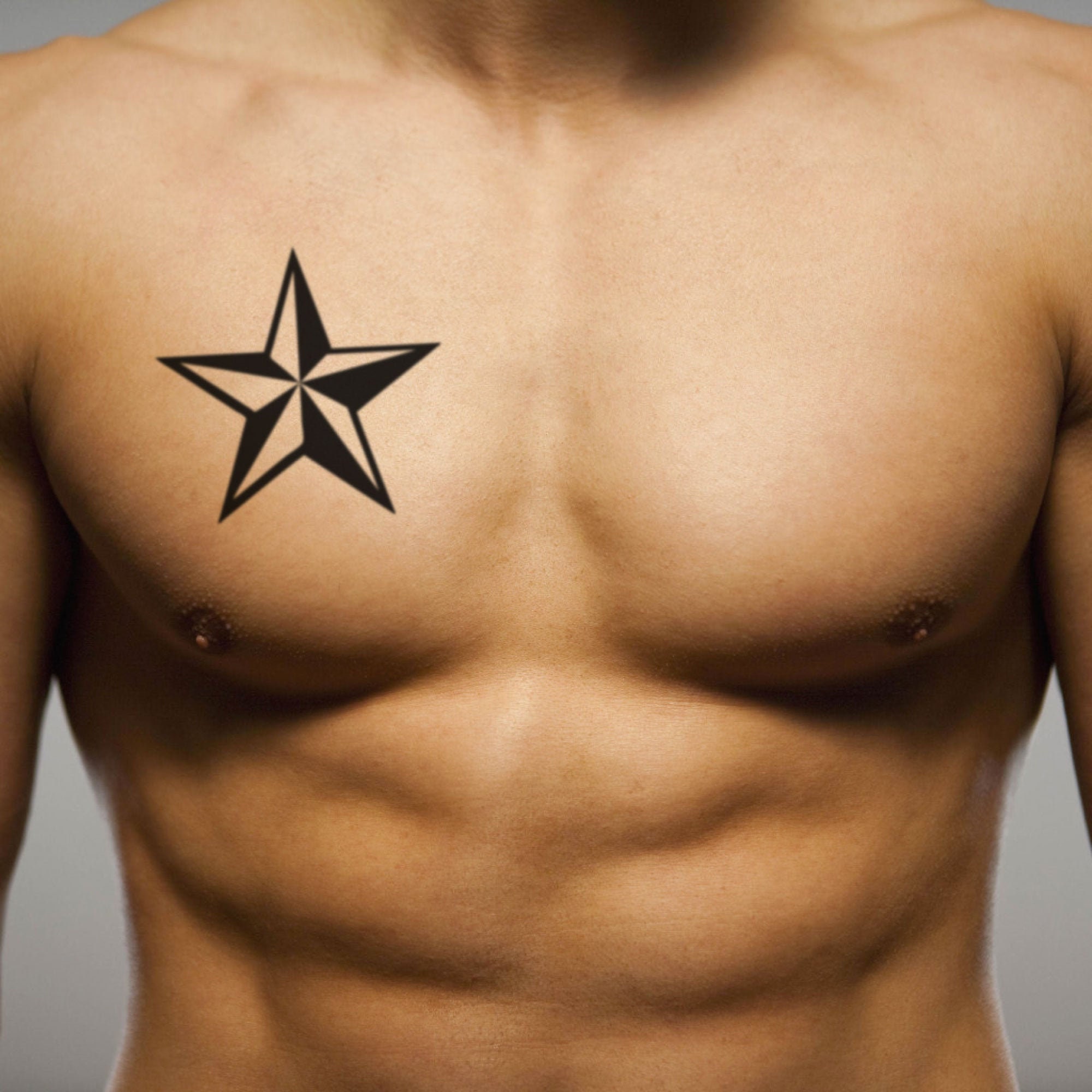 Star for Men Temporary Tattoo Sticker set of 2 