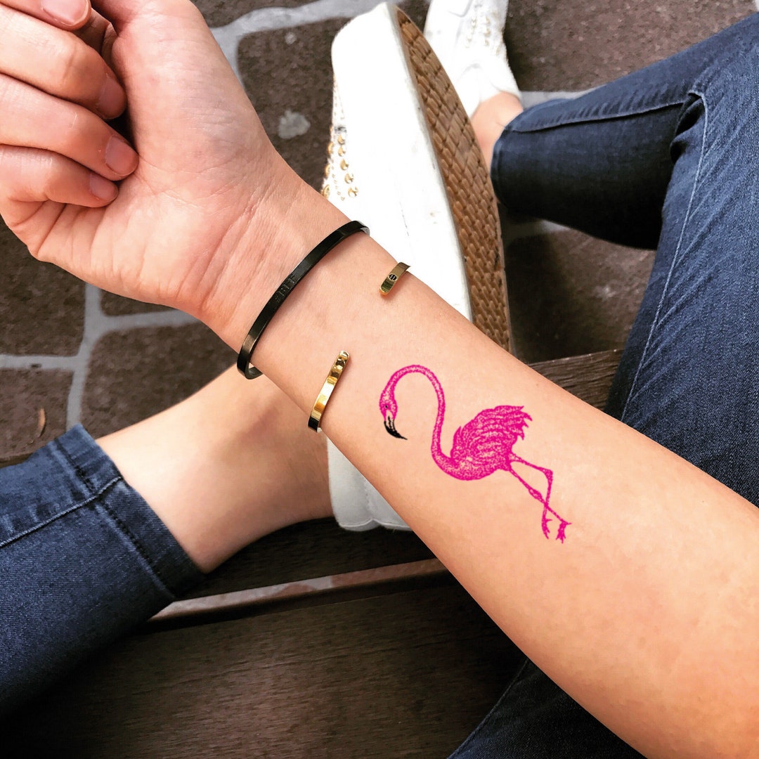 Pink Flamingo Temporary Fake Tattoo Sticker (set of 2) - Etsy