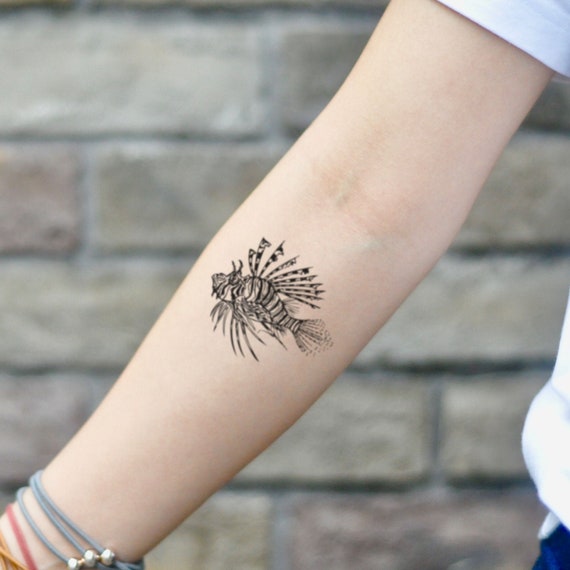 Lion Flower Small or Large set of 2 Temporary Tattoo - Etsy Finland