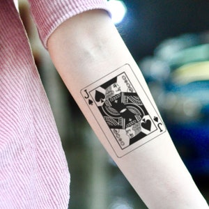 Adesivo temporaneo per tatuaggio con carta da poker Jack of All Trades Hearts Spades (set da 2)