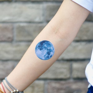 Blue Moon Temporary Tattoo Sticker (Set of 2)