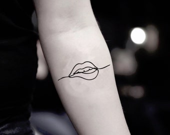 One Line Lip Temporary Fake Tattoo Sticker set of 2 - Etsy One Line Lip Temporary Fake Tattoo Sticker set of 2 - Etsy