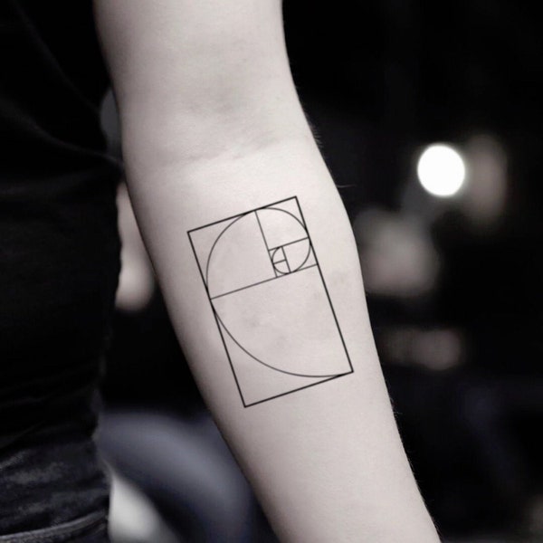 Faux autocollant de tatouage temporaire Fibonacci (Ensemble de 2)