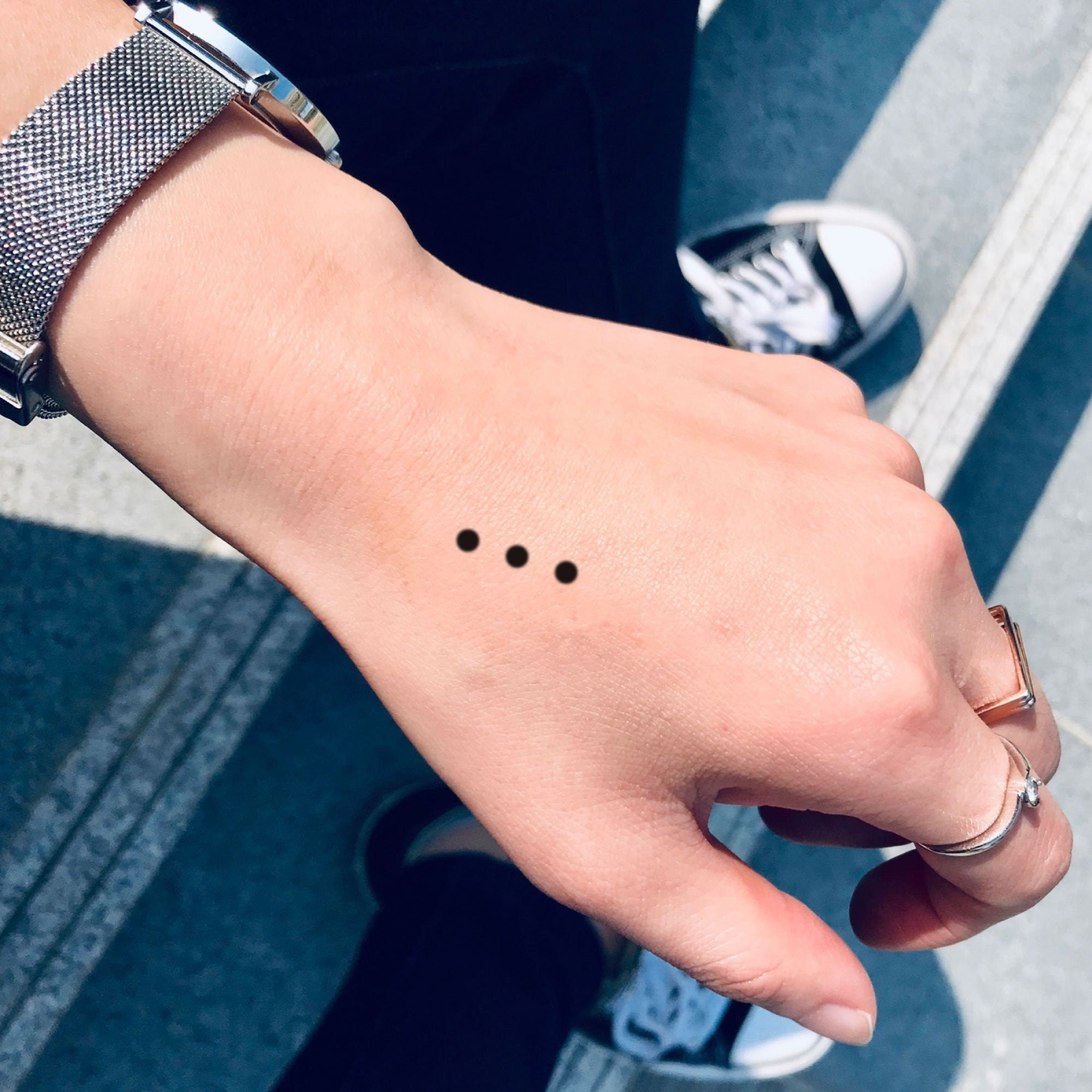 Ellipsis Three Dots Emo Girl Etiqueta engomada del tatuaje - Etsy España