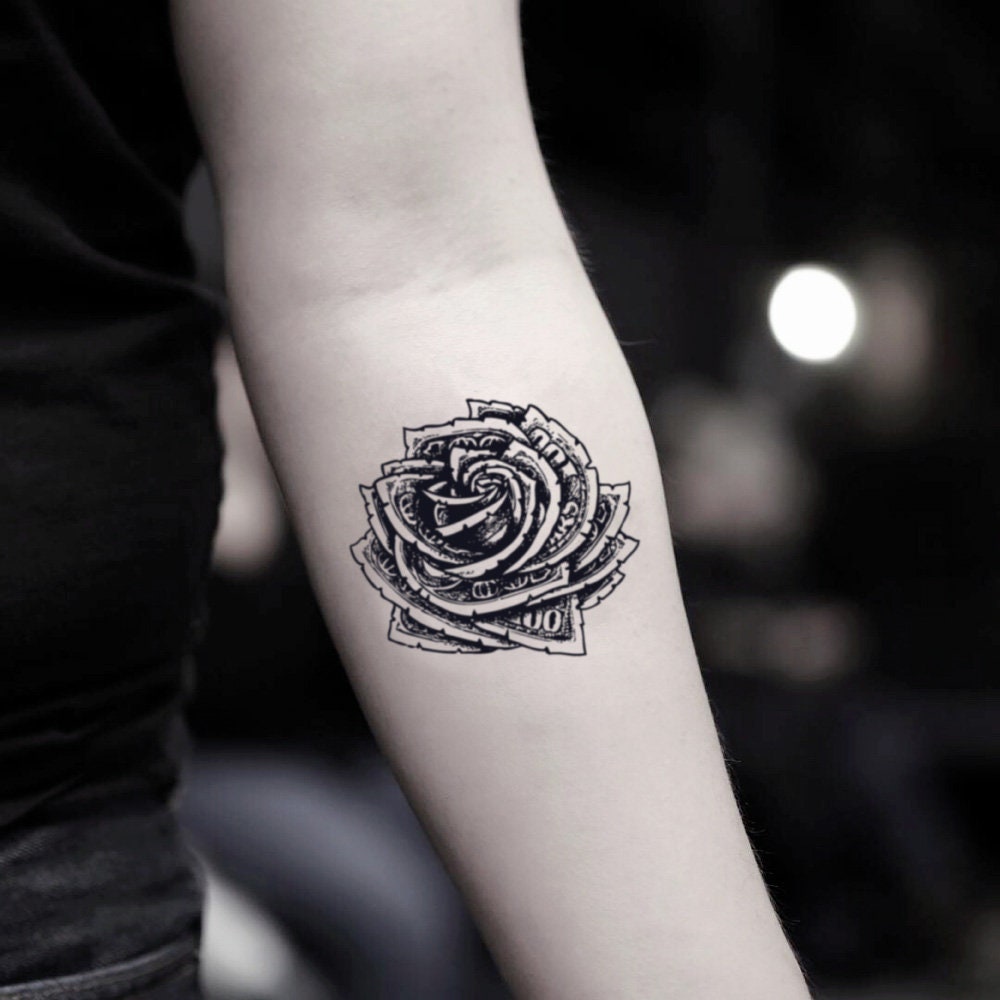 Money Rose Temporary Fake Tattoo Sticker set of 2 - Etsy