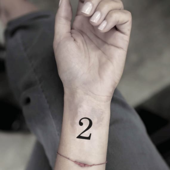 Number 2 Temporary Tattoo Set of 3  Small Tattoos