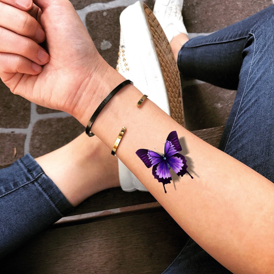 Purple Butterfly Temporary Fake Tattoo Sticker (set of 2) - Etsy, image size:1080x1080