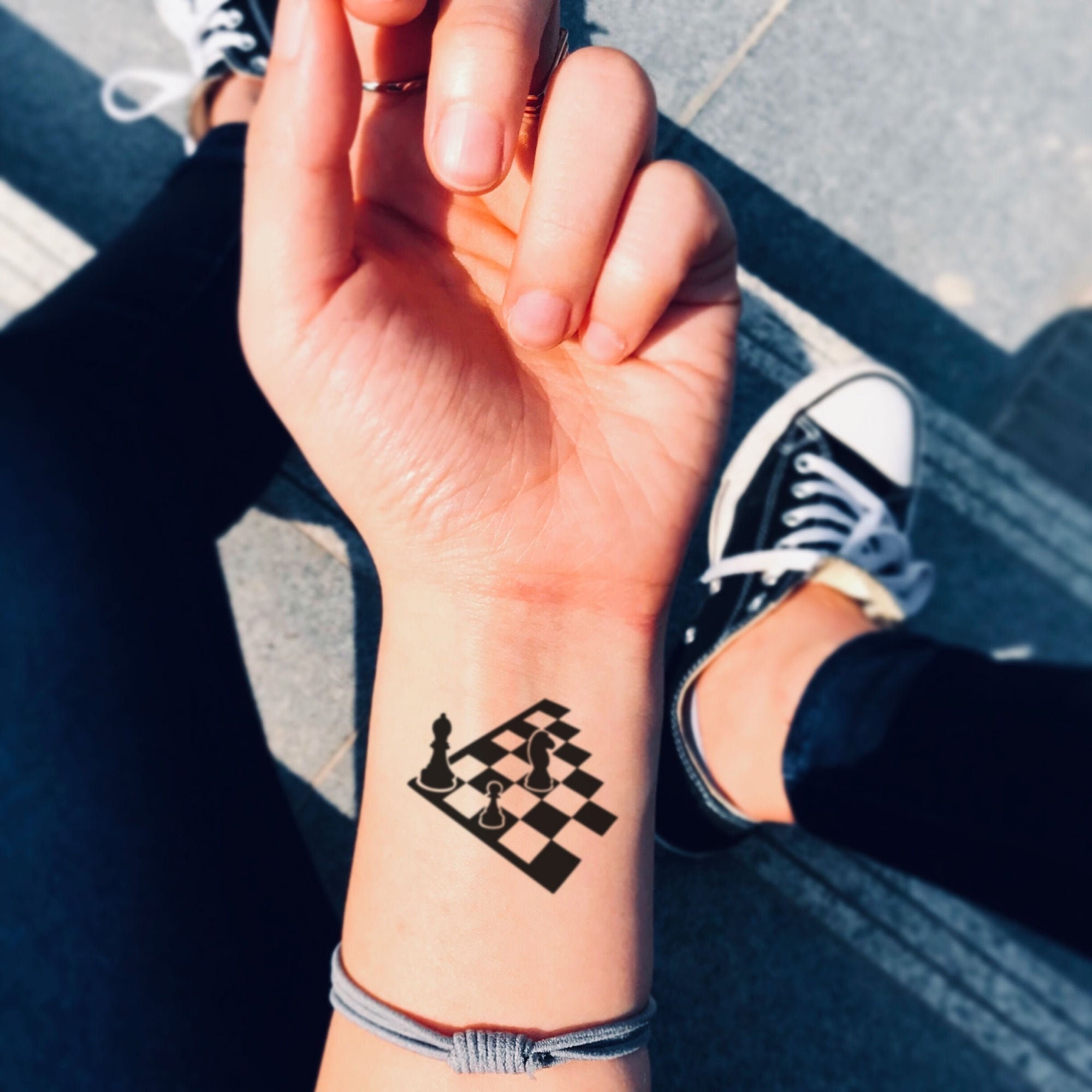 Pegatina de tatuaje temporal de tablero de ajedrez conjunto - Etsy México
