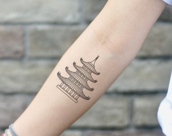 Buddha Chinese Temple Temporary Tattoo Sticker set of 2 - Etsy Australia
