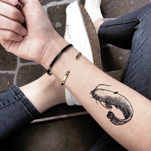 Catfish Temporary Fake Tattoo Sticker (Set of 2)