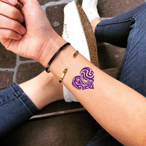 Purple Heart Temporary Fake Tattoo Sticker (Set of 2)