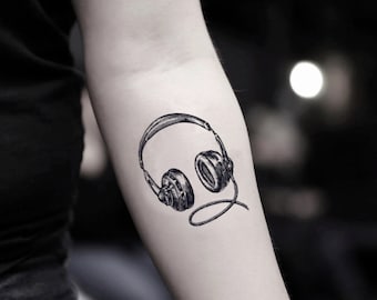 Headphones Temporary Fake Tattoo Sticker set of 2 - Etsy