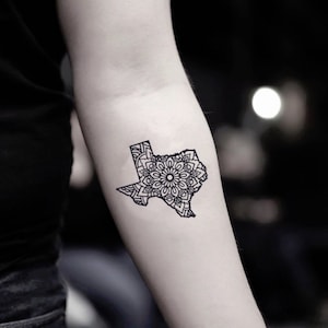 Texas Mandala Karte geometrischer Fake Tattoo Aufkleber (2er Set)