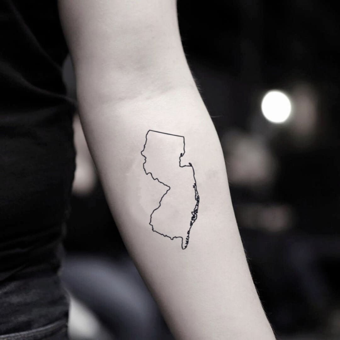 New Jersey Map Temporary Fake Tattoo Sticker set of 2 Etsy