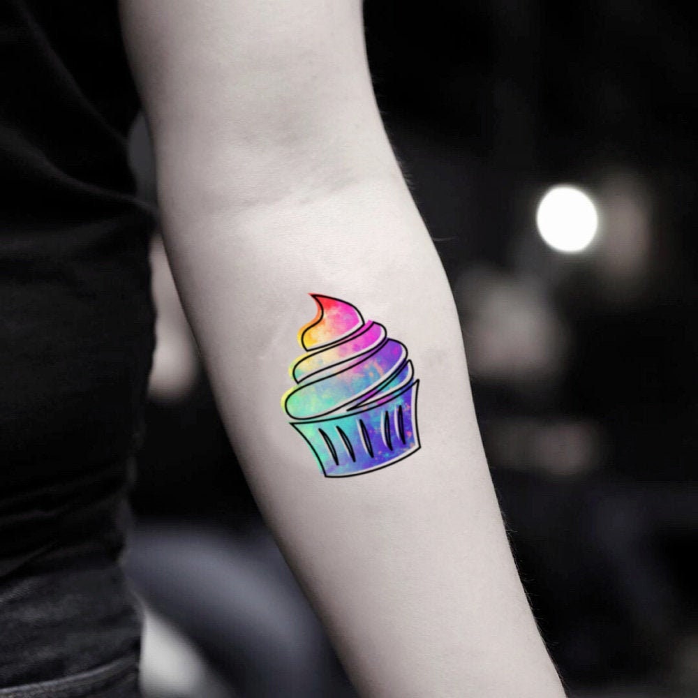 Aquarell Cupcake Fake Tattoo Aufkleber (2er Set) - Etsy Österreich, image size:1000x1000