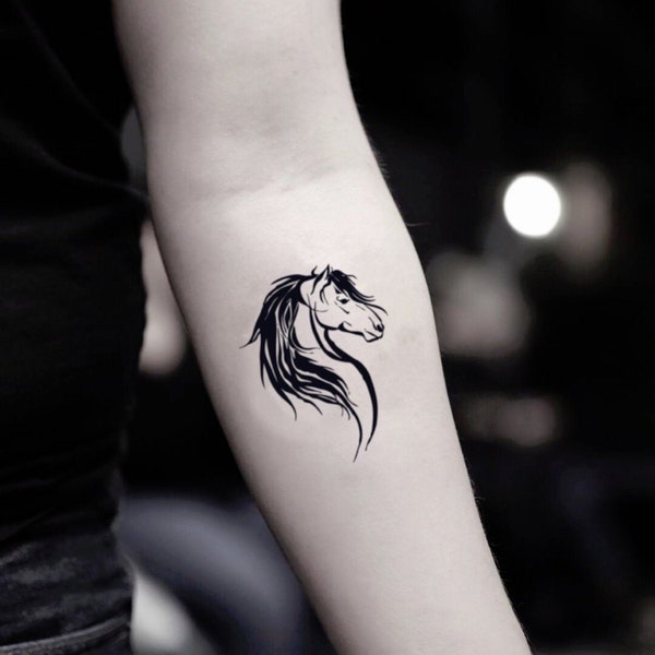 Horse Head Temporary Fake Tattoo Sticker (Set of 2)