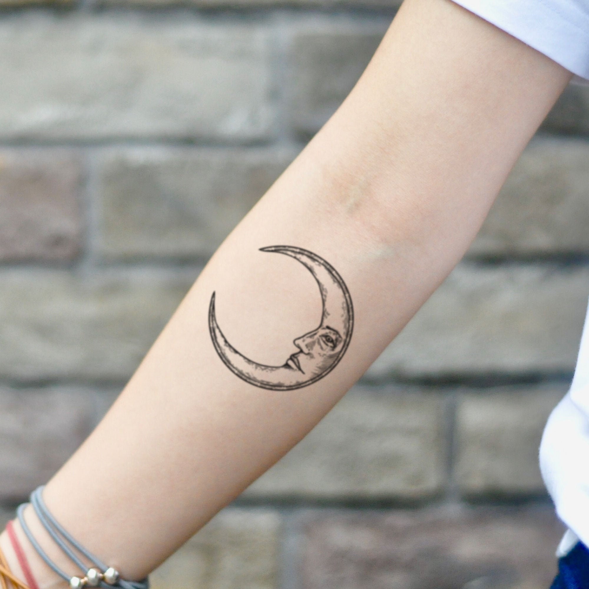 Crescent Moon Face Temporary Tattoo Sticker set of 2 - Etsy Singapore Crescent Moon Face Temporary Tattoo Sticker set of 2 - Etsy Singapore