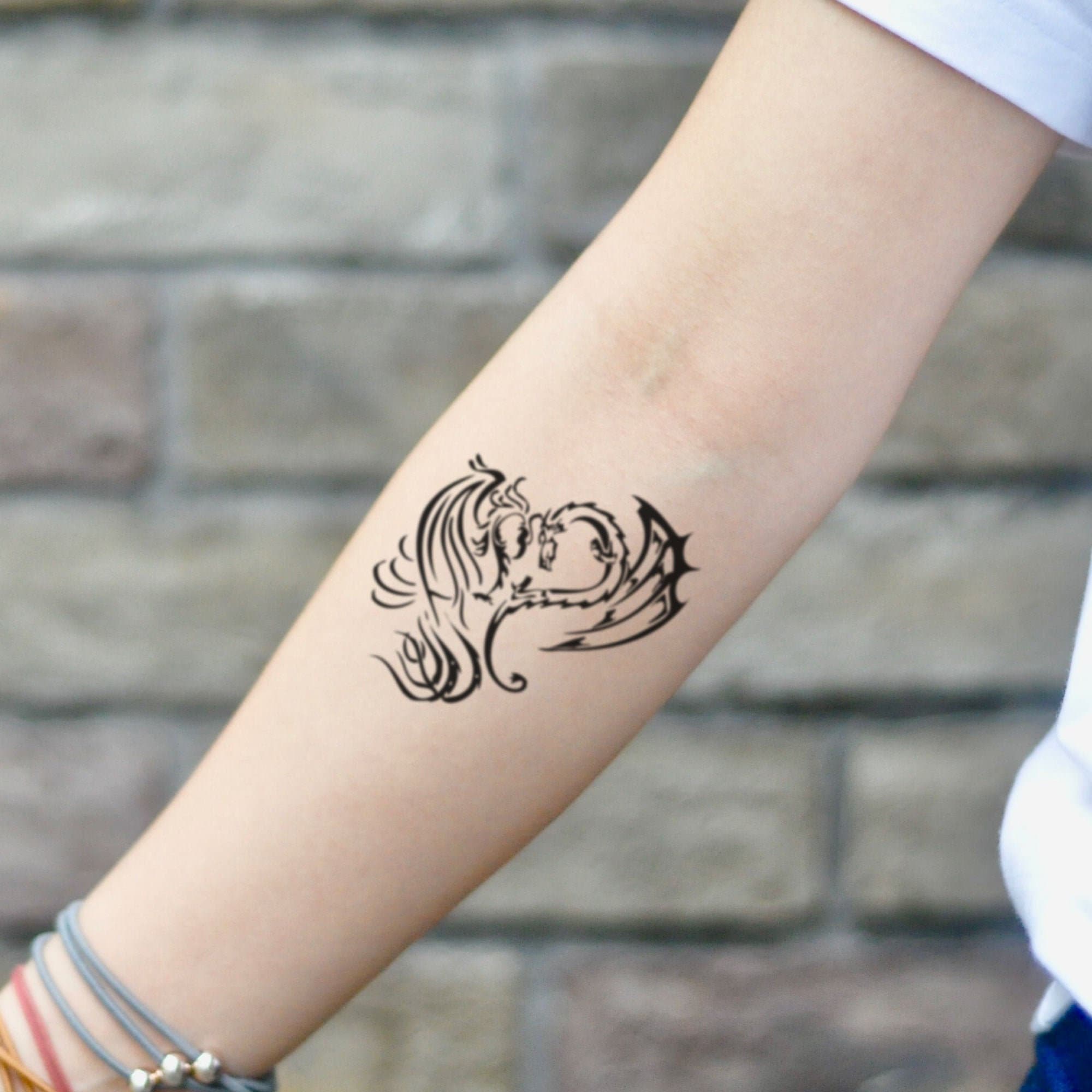 Big Dragon Temporary Tattoo Blackwork Dragon Tattoo Removable