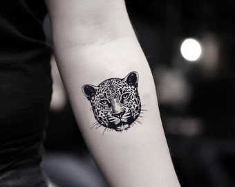 Faux autocollant de tatouage temporaire léopard (Ensemble de 2)